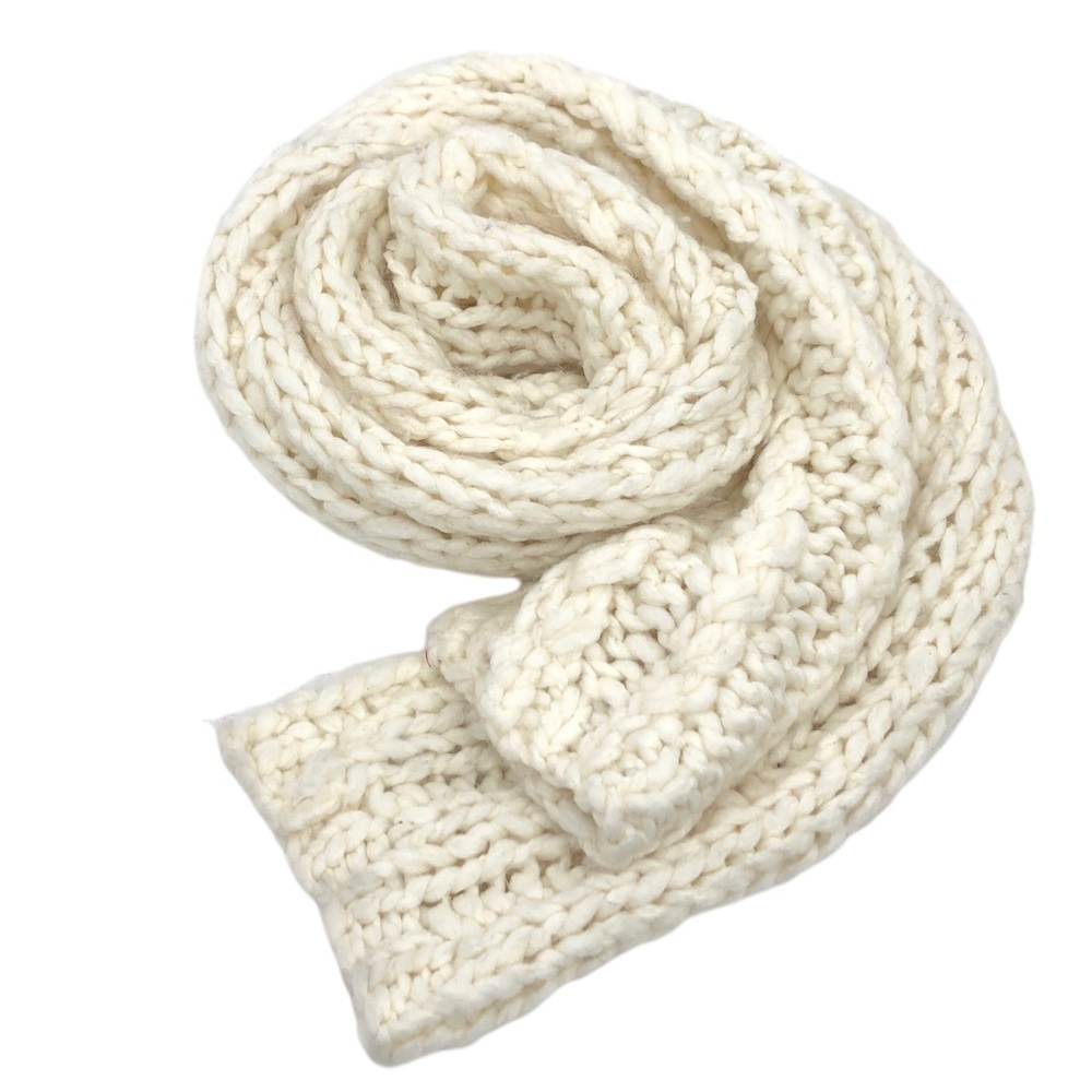 Rebecca Minkoff Cream Chunky Crochet Knit Women's Long Scarf
